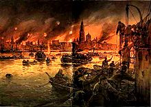The German bombardment of Antwerp, October 1914, by Willy Stöwer