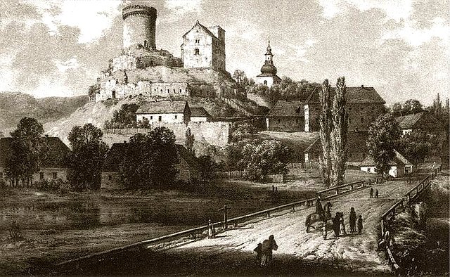 19th-century view of the Będzin Castle