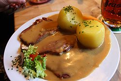 Beef tongue in Madeira sauce