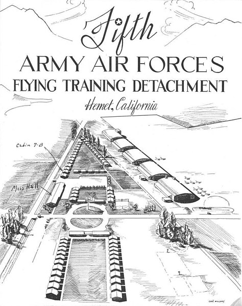 File:"FIFTH ARMY AIR FORCES FLYING TRAINING DETACHMENT" "Hemet, California" diagram in 1943, from- Hemet-Ryan Field California 1943 Classbook (page 4 crop).jpg