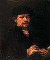 'Self-portrait' of Rembrandt with pen, inkpot and sketchbook, unknown imitator, 17th or 18th century, private collection (England).jpg