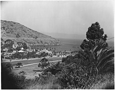 (View of base structures taken from hillside on the bay side of the isthmus of Catalina Island.) - NARA - 295510.jpg