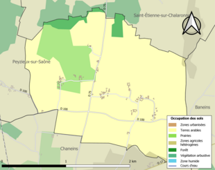 Kolorowa mapa przedstawiająca użytkowanie gruntów.