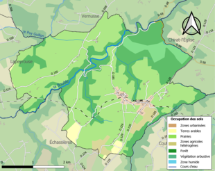 Barevná mapa znázorňující využití půdy.