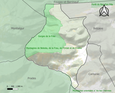 Carte des ZNIEFF de type 1 sur la commune.