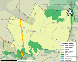 Kolorowa mapa przedstawiająca użytkowanie gruntów.