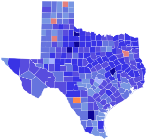 Tahun 1974 Texas pemilihan gubernur hasil peta oleh county.svg