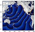 Předpověď harmonogramu šíření vln tsunami po moři, U.S. NOAA