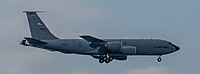 A KC-135R Stratotanker, tail number 63-8888, on final approach at Kadena Air Base in Okinawa, Japan in March 2020. It is assigned to the 909th Air Refueling Squadron at Kadena AB.