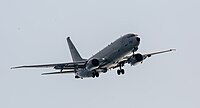 A Boeing P-8 Poseidon, tail number 168761, on final approach at Kadena Air Base in Okinawa, Japan. It is assigned to Patrol Squadron 45 (VP-45) at NAS Jacksonville, Florida, United States.