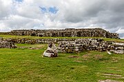 A view of Housesteads Roman Fort along Hadrian's Wall in the United Kingdom.