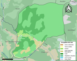 Barevná mapa znázorňující využití půdy.