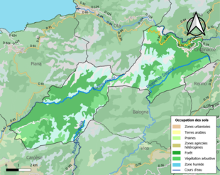 Mapa colorido mostrando o uso da terra.