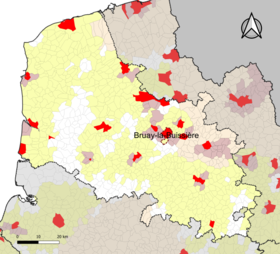 Posizione dell'area di attrazione di Bruay-la-Buissière nel dipartimento del Pas-de-Calais.