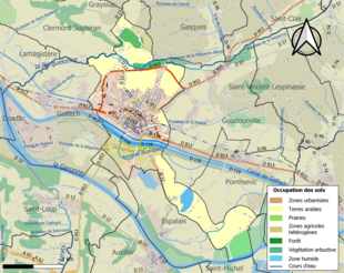 Barevná mapa znázorňující využití půdy.