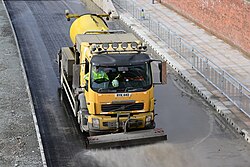 The Volvo FL-based 'Roadjetter' going underneath Murdoch's Connection along the A63 in Kingston upon Hull.