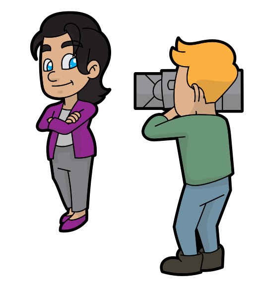 File:A Confident Cartoon Woman Filming A Video Blog.svg