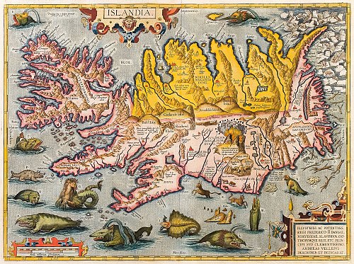 Map of Iceland by Abraham Ortelius (c. 1590)