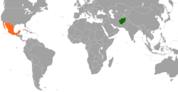 Map indicating locations of Afghanistan and Mexico