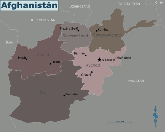 Mapa regionů Afghánistánu