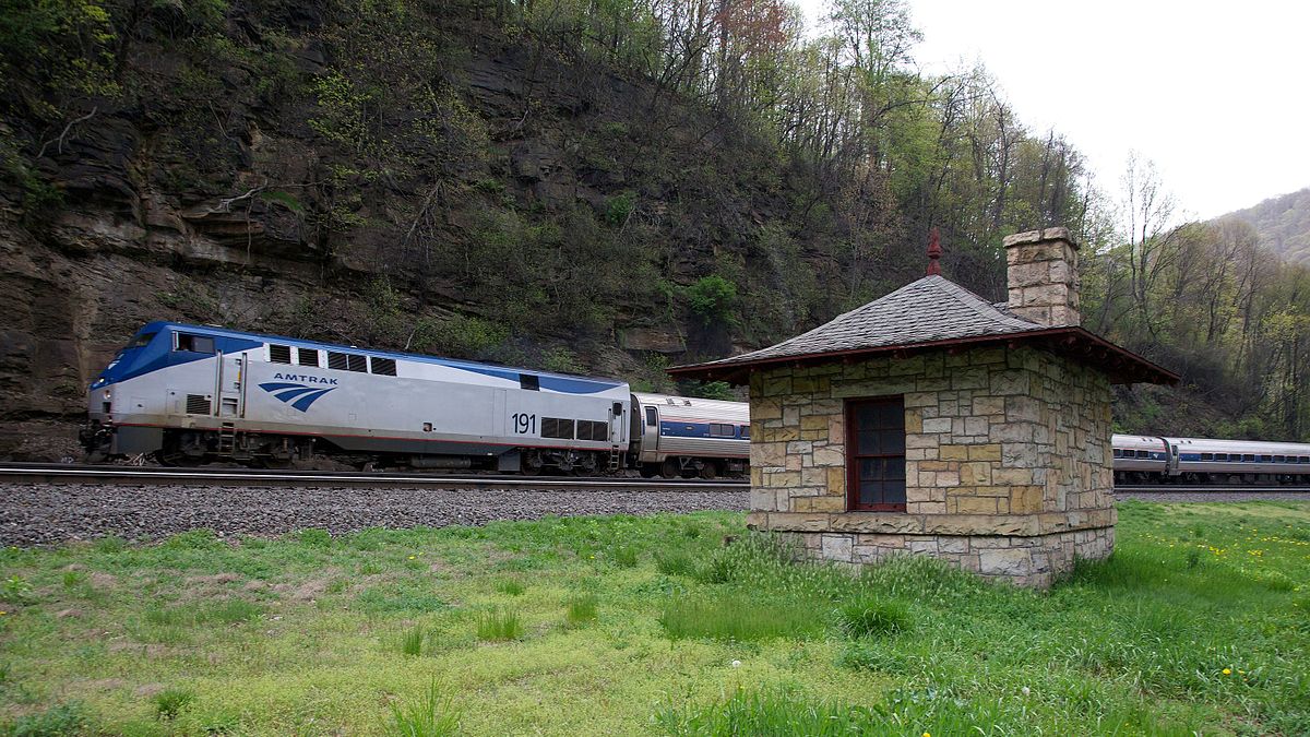 Eastbound Pennsylvanian on Horseshoe Curve, 2016. — Amtrak