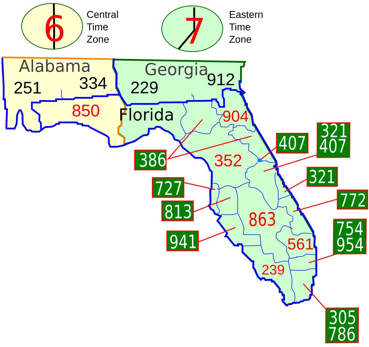 area codes in florida map List Of Florida Area Codes Wikipedia area codes in florida map