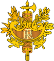 Det franske riksvåpenet er utprega republikansk og er reinska for tidlegare kongelege symbol.