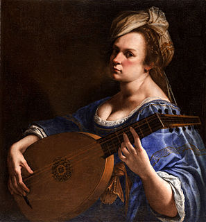 <i>Self-Portrait as a Lute Player</i> 17th century painting by Artemisia Gentileschi