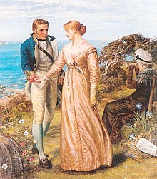The Sailing Signal Gun (1880) by Arthur Hughes. Humans engage in dating or courtship in order to assess their suitability as potential mates. Arthur Hughes - The Sailing Signal Gun.jpg