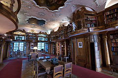 Max Reinhardt Library in Schloss Leopoldskron, Salzburg, Austria. Modelled after the St. Gallen's monastery library in Switzerland.