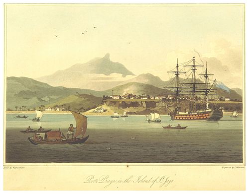 Porto Praya (now Praia) in 1806 BARROW(1806) p098 PORTO PRAYA, ISLAND OF ST.JAGO.jpg