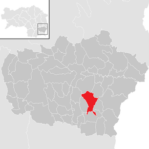 Lage der Gemeinde Bad Gleichenberg im Bezirk Feldbach (anklickbare Karte)