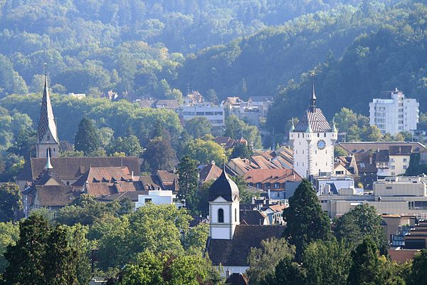 Baden's old city nestled in the hills