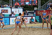 Deutsch: Beachhandball Europameisterschaften 2019 (Beach handball Euro); Tag 6: 7. Juli 2019 – Spiel um Platz Drei, Frauen, Kroatien-Niederlande 0:2 (14:23, 20:22) English: Beach handball Euro; Day 6: 7 July 2019 – Women's Bronze Medal Match – Croatia-Netherlands 0:2 (14:23, 20:22)