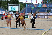 Deutsch: Beachhandball Europameisterschaften 2019 (Beach handball Euro); Tag 3: 4. Juli 2019 – Frauen, Hauptrunde Gruppe II, Deutschland-Spanien 1:2 (18:24, 24:14, 8:9) English: Beach handball Euro; Day 3: 4 July 2019 – Women Main Round Group II – Germany-Spain 1:2 (18:24, 24:14, 8:9)