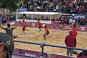 Deutsch: Beachhandball bei den Olympischen Jugendspielen 2018; Tag 5, 10. November 2018; Jungen, Hauptrunde - Thailand-Argentinien 2:1 English: Beach handball at the 2018 Summer Youth Olympics at 11 October 2018 – Boys Main Round – Thailand-Argentina 2:1