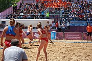 Deutsch: Beachhandball bei den Olympischen Jugendspielen 2018 in Buenos Aires; Tag 7, 13. Oktober 2018; Mädchen, Halbfinale – Niederlande-Kroatien 0:2 English: Beach handball at the 2018 Summer Youth Olympics in Buenos Aires at 13 October 2018 – Girls Semifinal – Netherlands-Croatia 0:2 Español: Handball de playa en los Juegos Olimpicos de la Juventud Buenos Aires 2018 en 13 de octubre de 2018 – Semifinales Femeninas - Países Bajos-Croacia 0:2