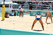 Deutsch: Beachvolleyball bei den Olympischen Jugendspielen 2018; Tag 9, 15. Oktober 2018; Mädchen, Viertelfinale: Puerto Rico-Russland 0–2 (12–21/10–21) English: Beach volleyball at the 2018 Summer Youth Olympics at 15 October 2018 – Girls Quarterfinals: Puerto Rico-Russia 0–2 (12–21/10–21)