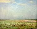 Paysage de nuages et le marais à Weddewarden; peinture à l'huile, Hans Kohnert.