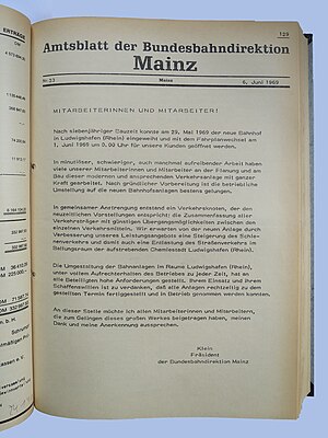 Bundesbahndirektion Mainz: Geschichte, Die Direktion, Wissenswert