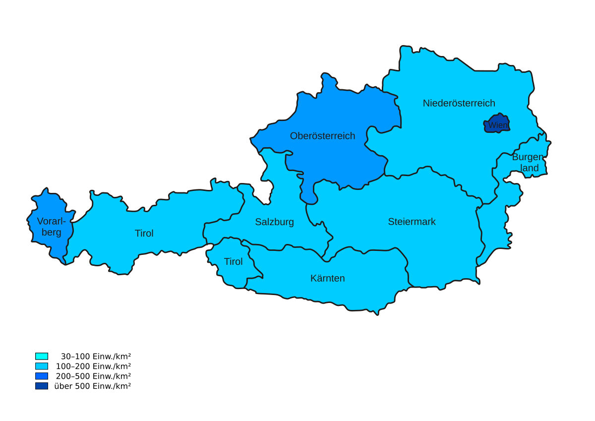 Плотность австрии. Население Австрии карта. Плотность населения Австрии карта. Плотность населения Австрии. Австрия на карте.