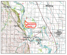 Blackbird Bend Omaha tribal lands, Monona County, Iowa. Blackbird Bend.png