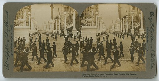 Boston's Staid Puritans Carrying Bean Pots in Elk Parade (9144580159)