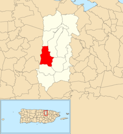 Расположение Буэна-Виста в муниципалитете Баямон показано красным