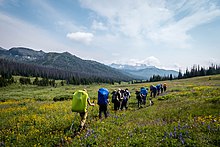 Freshmen at Wyoming Catholic College hike in the Teton Mountains during a three-week backpacking course. COR hike.jpg