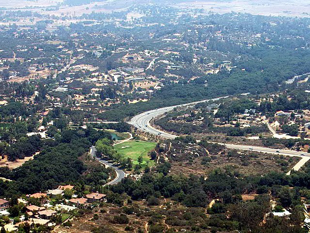 historical aerial photograph Santee, San Diego county, California