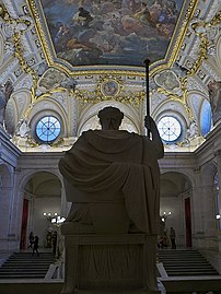 The Spanish monarchy that pays homage to Religion, Giaquinto's fresco above the staircase Royal Palace of Madrid