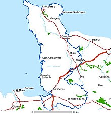 Cotentin Peninsula (Cherbourg peninsula) in Normandy Carteroute50.jpg