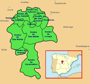 División en sexmos de la Comunidad de Ciudad y Tierra de Segovia