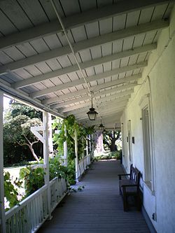 Front porch of the adobe Centinela Adobe, Front Porch.JPG